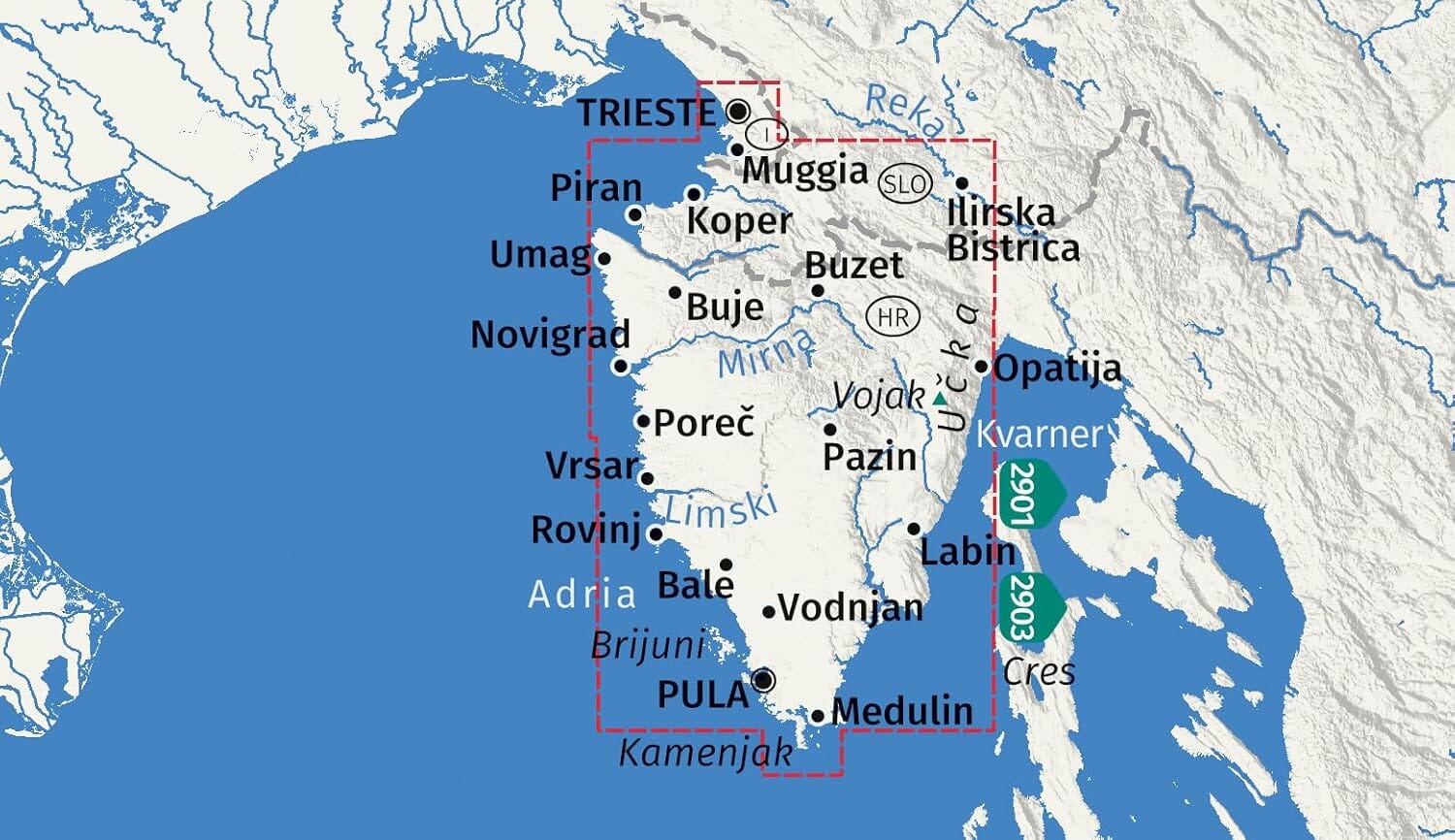 Carte de randonnée - Istrie, Trieste & Parenzana | Kompass carte de randonnée Kompass 