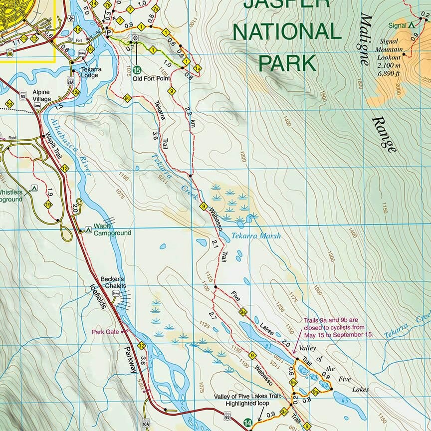 Carte de randonnée - Jasper Up-Close (Alberta) | Gem Trek carte de randonnée Gem Trek Publishing