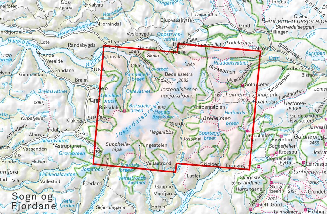 Carte de randonnée - Jostedalsbreen & Breheimen (Norvège) | Calazo - 1/50 000 carte de randonnée Calazo