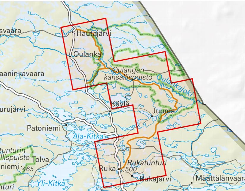 Carte de randonnée - Karhunkierros (Finlande) | Calazo carte de randonnée Calazo