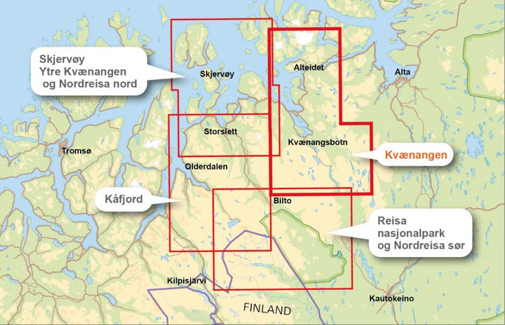 Carte de randonnée - Kvænangen (Norvège) | Calazo - 1/50 000 carte pliée Calazo 