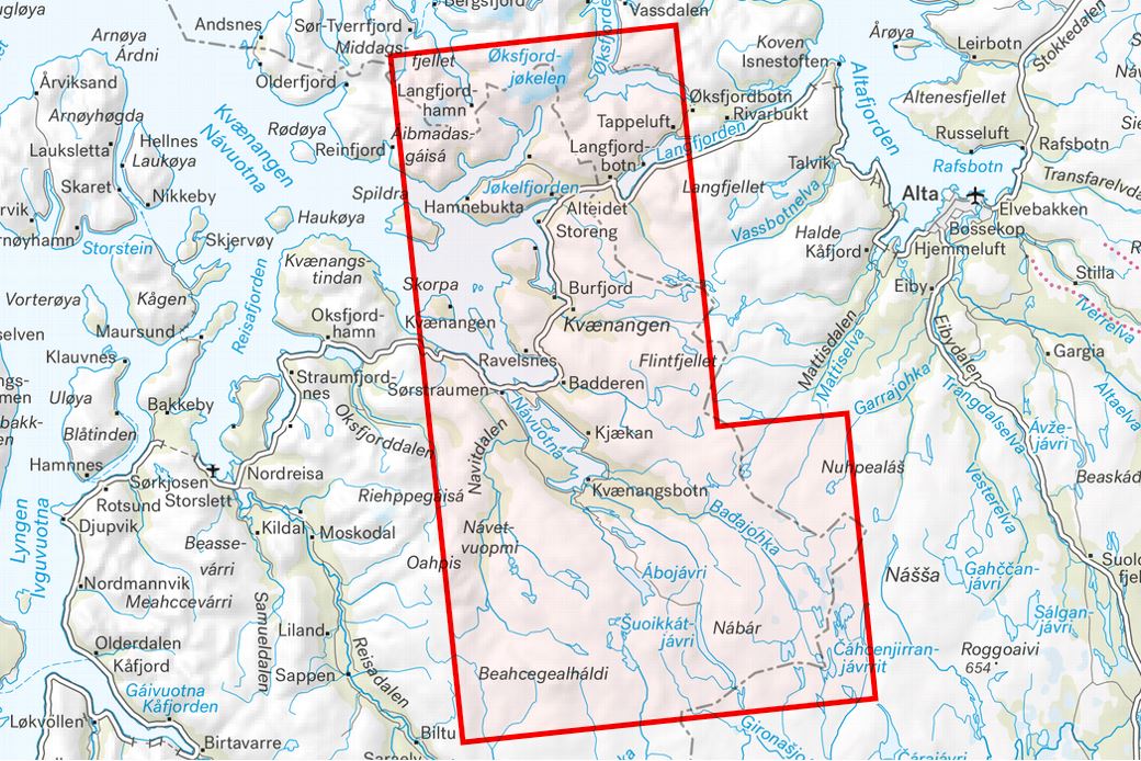 Carte de randonnée - Kvænangen (Norvège) | Calazo - 1/50 000 carte de randonnée Calazo