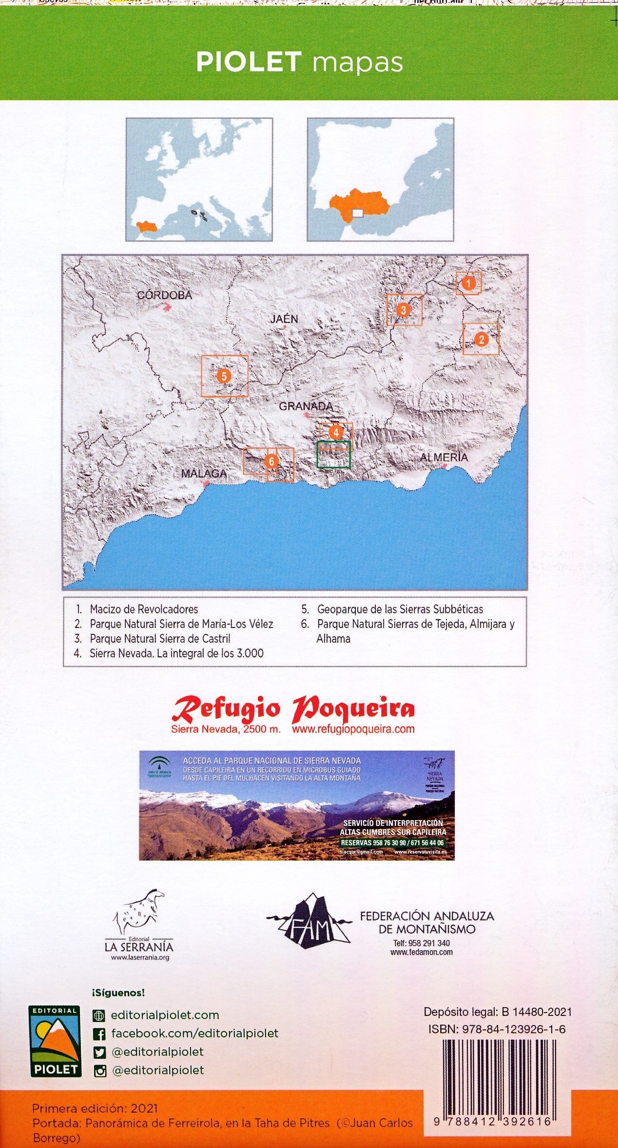 Carte de randonnée - La Alpujarra. Valles de Lanjarón, Poqueira, Taha de Pitres y Treveléz | Piolet carte de randonnée Editorial Piolet