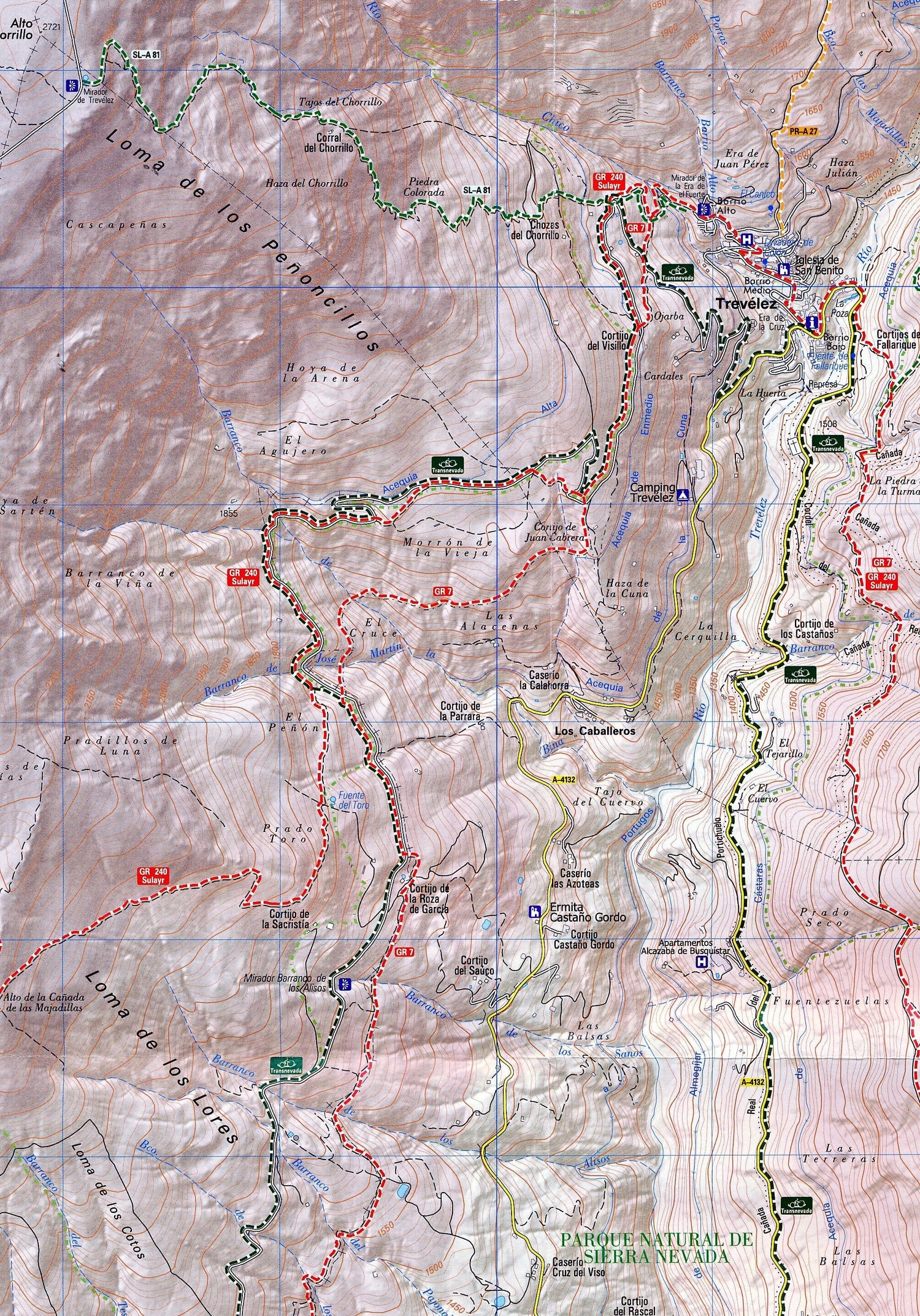 Carte de randonnée - La Alpujarra. Valles de Lanjarón, Poqueira, Taha de Pitres y Treveléz | Piolet carte de randonnée Editorial Piolet