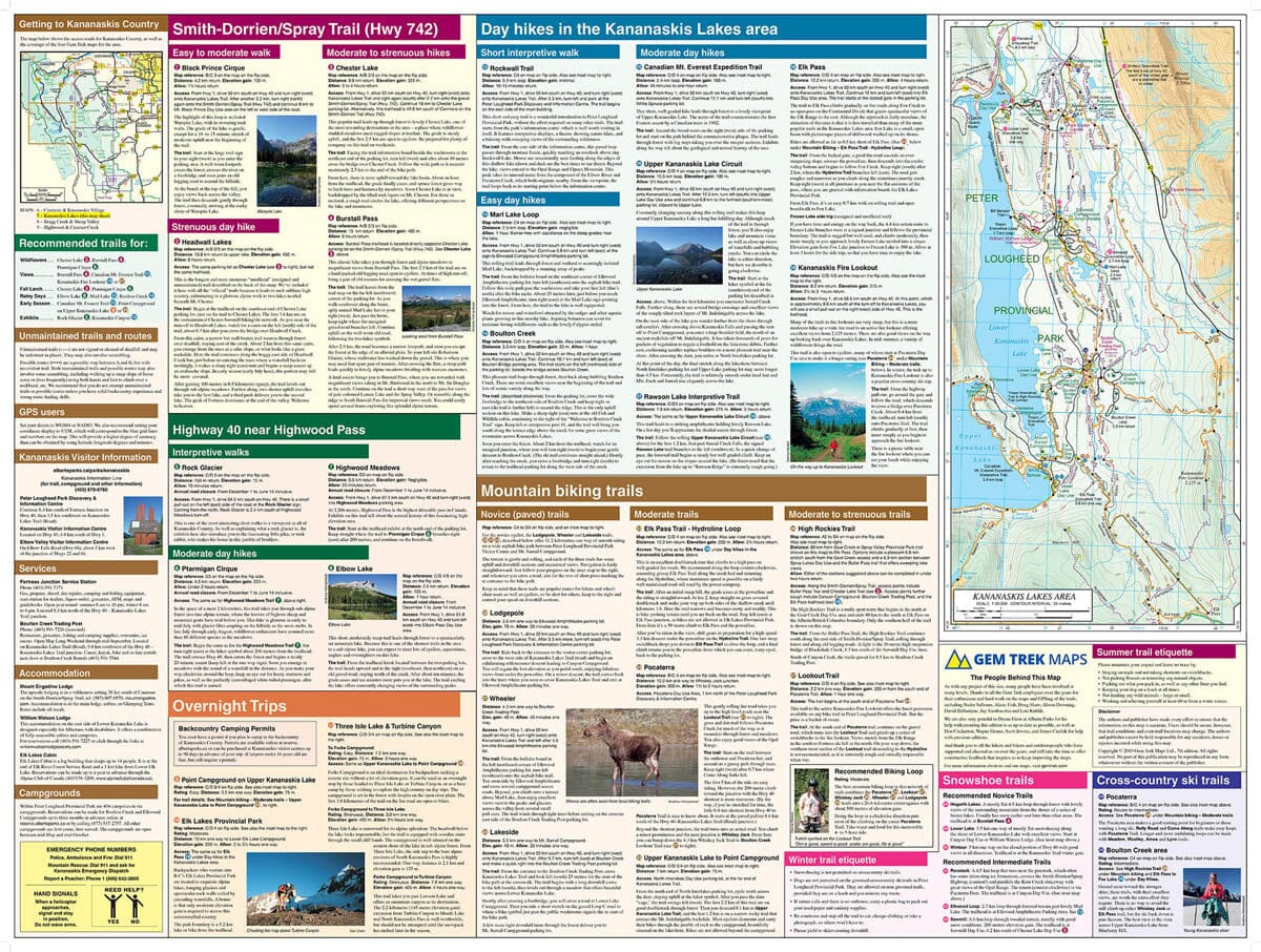 Carte de randonnée - Lacs Kananaskis (Alberta) | Gem Trek carte de randonnée Gem Trek Publishing