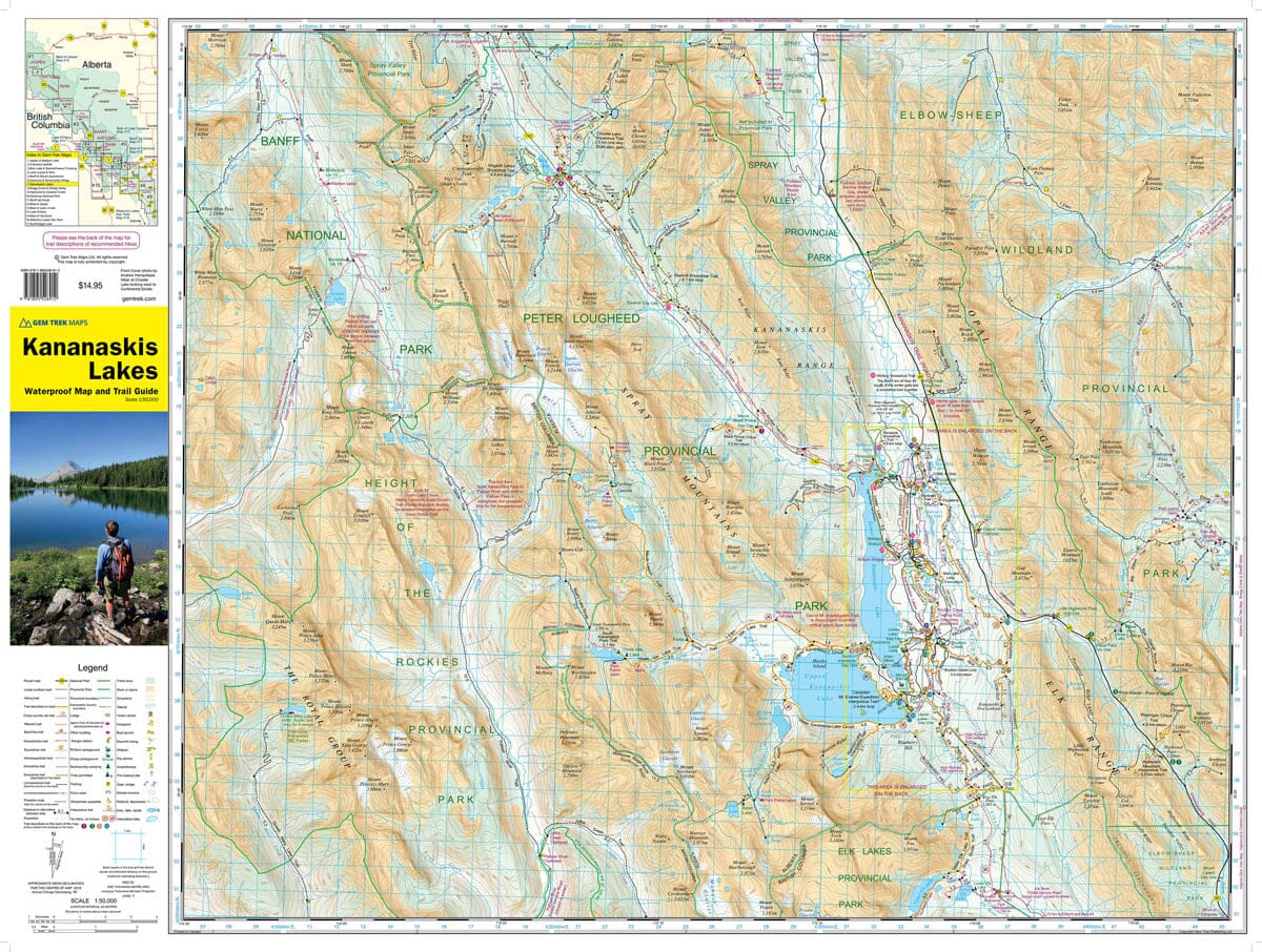 Carte de randonnée - Lacs Kananaskis (Alberta) | Gem Trek carte de randonnée Gem Trek Publishing