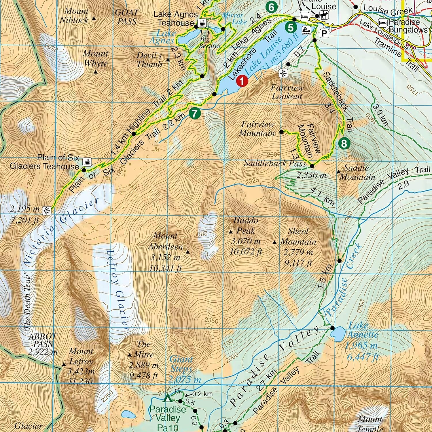 Carte de randonnée - Lake Louise et Moraine Lake (PN Banff, Alberta) | Gem Trek carte de randonnée Gem Trek Publishing 