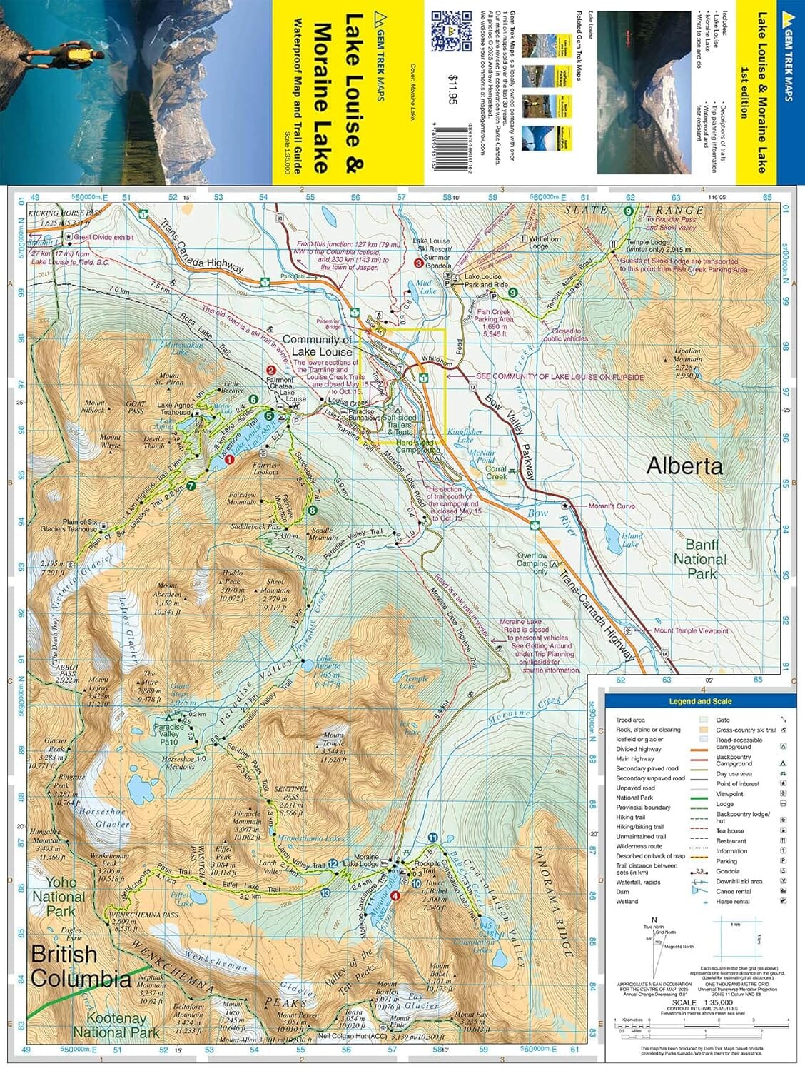 Carte de randonnée - Lake Louise et Moraine Lake (PN Banff, Alberta) | Gem Trek carte de randonnée Gem Trek Publishing 
