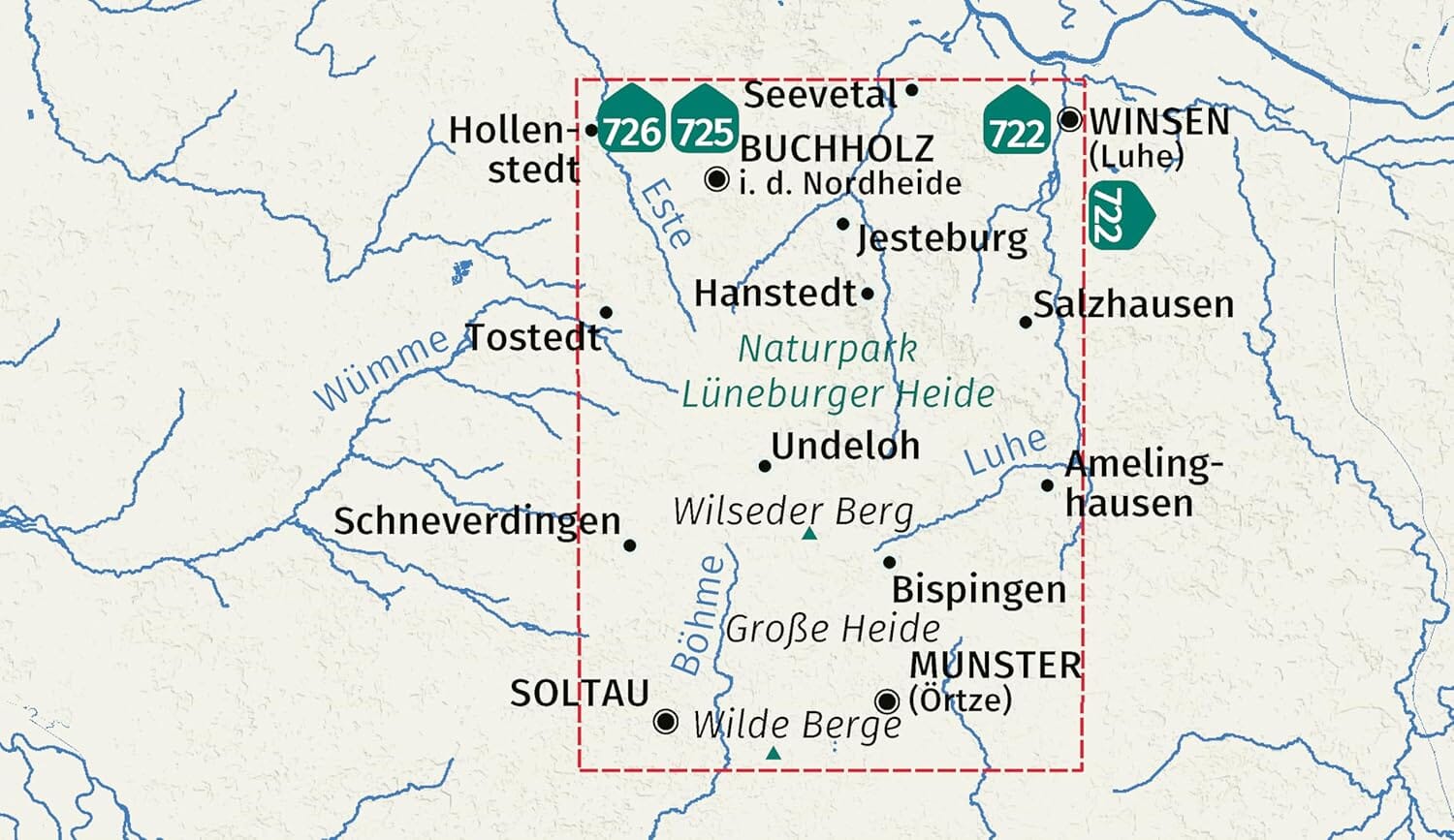Carte de randonnée - Lande de Lunebourg | Kompass 718 - 1:50 000 carte de randonnée Kompass