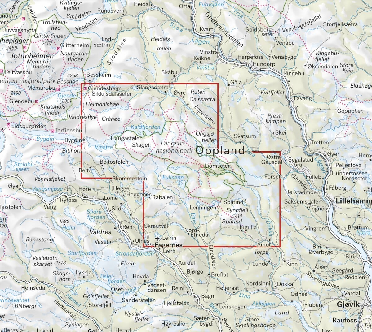 Carte de randonnée - Langsua Nasjonalpark och Spåtind (Norvège) | Calazo - 1/50 000 carte de randonnée Calazo