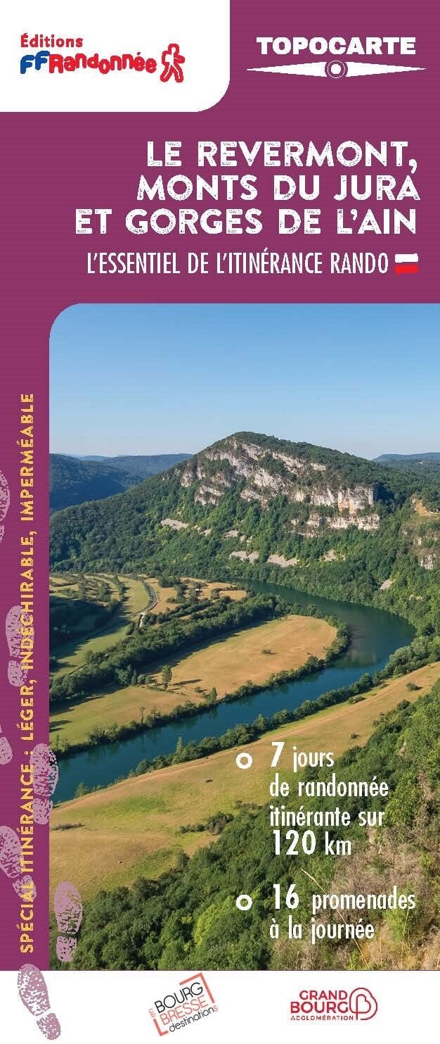 Carte de randonnée - Le Revermont, monts du Jura et gorges de l'Ain | FFRandonnée carte de randonnée FFR - Fédération Française de Randonnée
