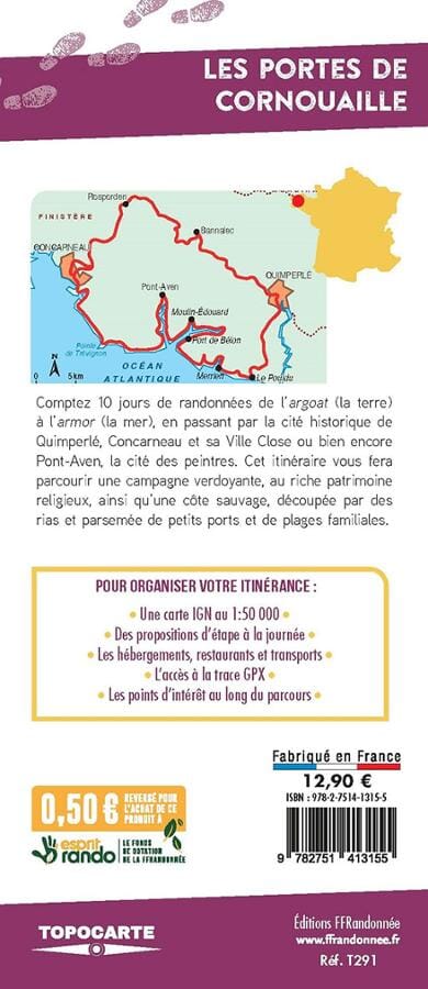 Carte de randonnée - Les portes de Cornouaille | FFRandonnée carte de randonnée FFR - Fédération Française de Randonnée