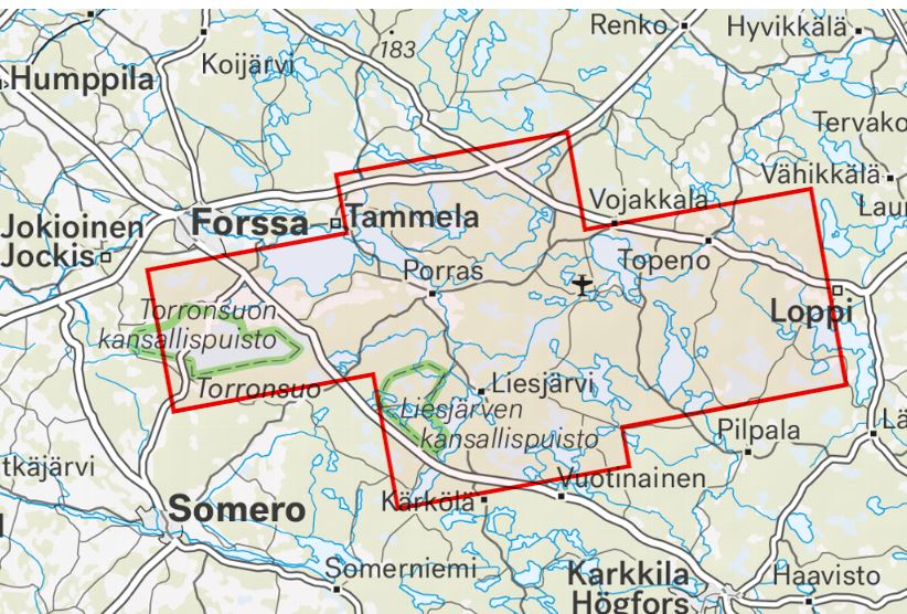 Carte de randonnée - Liesjärvi Torronsuo Hämeen Ilvesreitti (Finlande) | Calazo carte de randonnée Calazo
