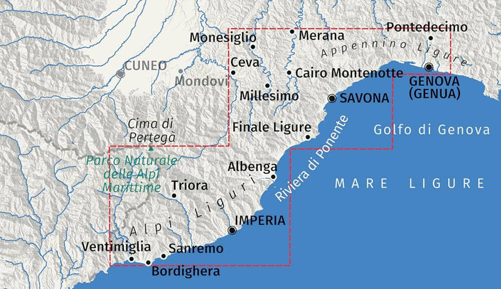 Carte de randonnée - Ligurie occidentale, Riviera di Ponente, de Vintimille à Gênes | Kompass 2444 carte de randonnée Kompass