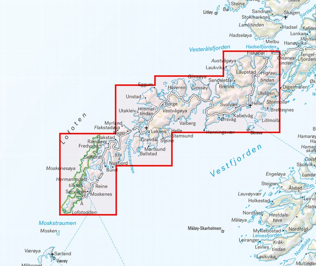 Carte de randonnée - Lofoten (Norvège) | Calazo - 1/50 000 carte de randonnée Calazo