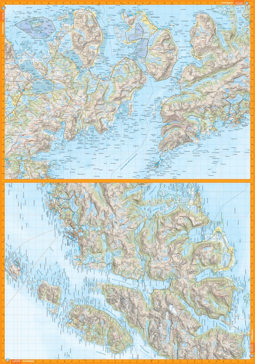 Carte de randonnée - Lofoten (Norvège) | Calazo - 1/50 000 carte de randonnée Calazo