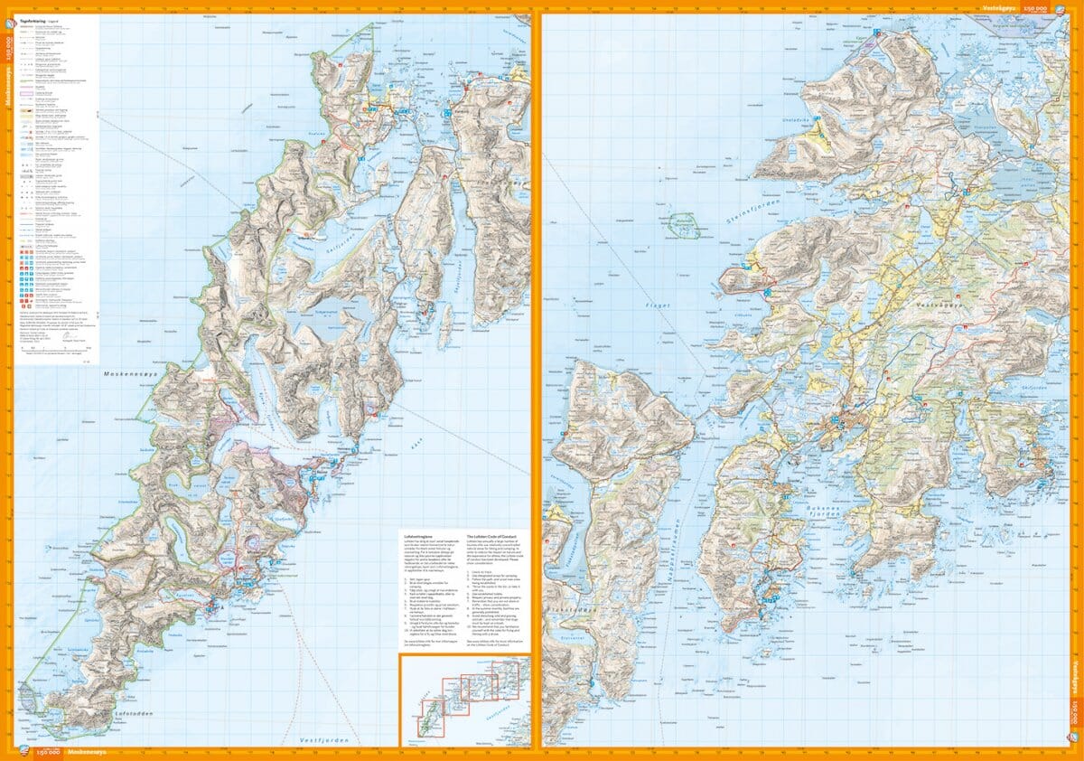 Carte de randonnée - Lofoten (Norvège) | Calazo - 1/50 000 carte de randonnée Calazo