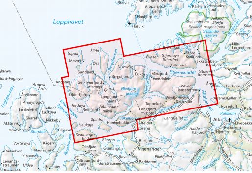 Carte de randonnée - Loppa (Norvège) | Calazo - 1/50 000 carte de randonnée Calazo