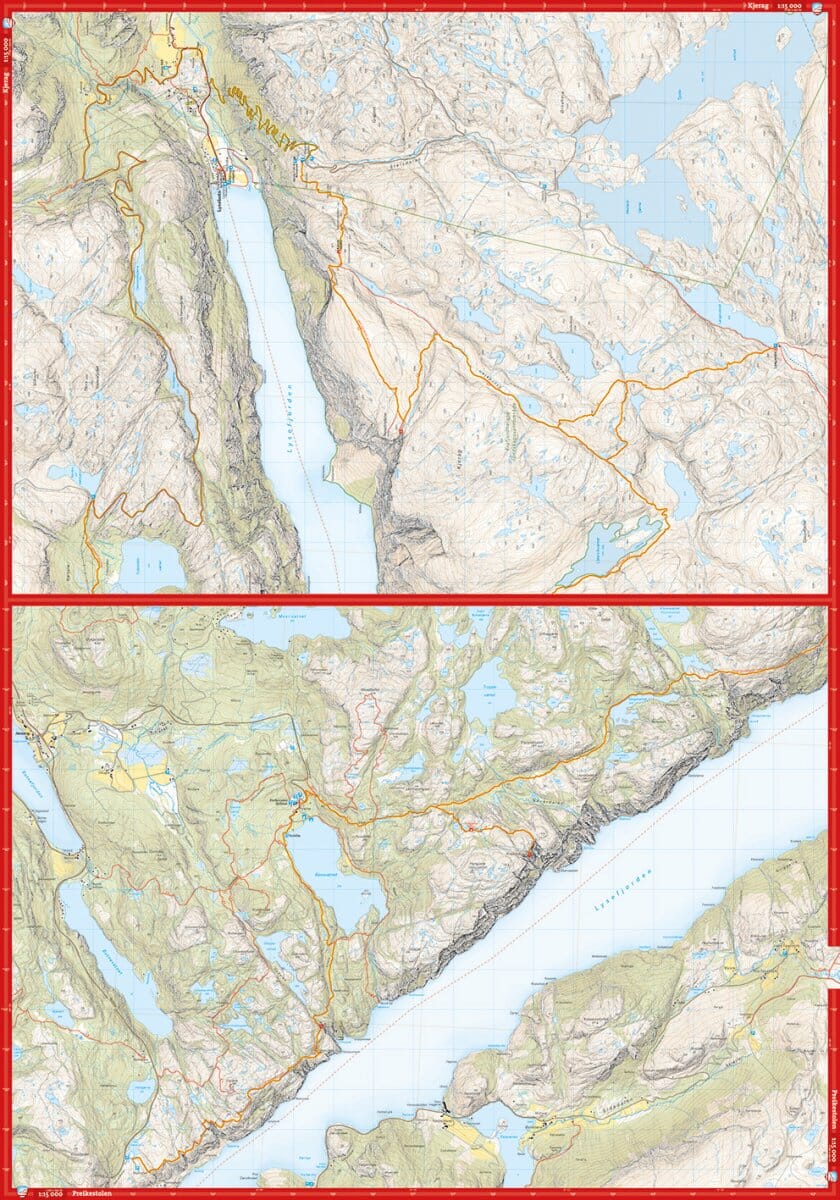 Carte de randonnée - Lysefjorden, Preikestoelen & Kjerag (Norvège) | Calazo - 1/50 000 carte de randonnée Calazo 