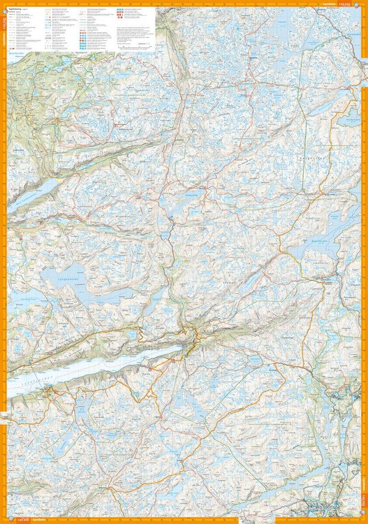 Carte de randonnée - Lyseheiane, Sirdalsheiane & Setesdal Vesthei nord (Norvège) | Calazo - 1/50 000 carte de randonnée Calazo