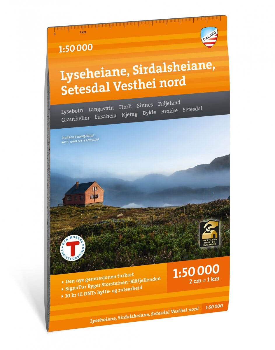 Carte de randonnée - Lyseheiane, Sirdalsheiane & Setesdal Vesthei nord (Norvège) | Calazo - 1/50 000 carte de randonnée Calazo