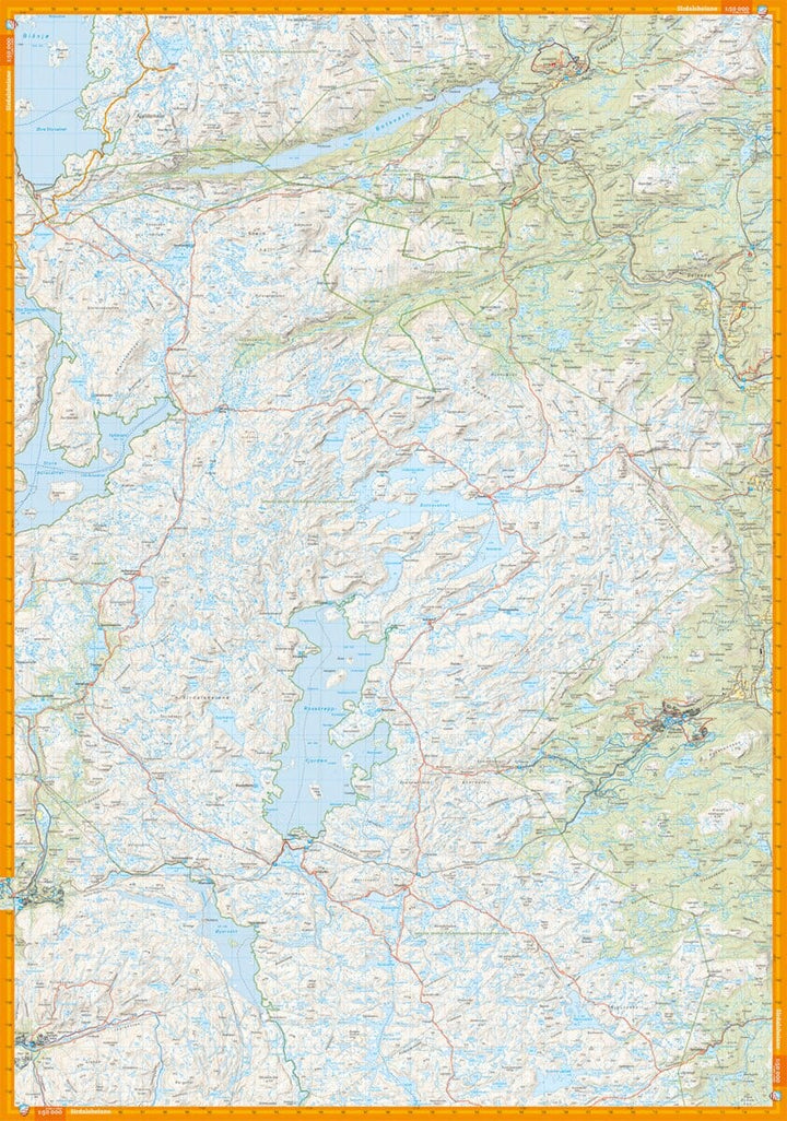 Carte de randonnée - Lyseheiane, Sirdalsheiane & Setesdal Vesthei nord (Norvège) | Calazo - 1/50 000 carte de randonnée Calazo