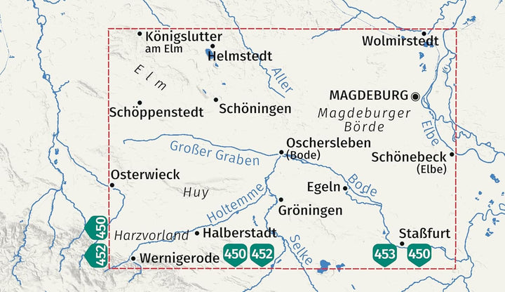 Carte de randonnée - Magdebourg, Halberstadt, Elbe moyenne & contreforts du Harz | Kompass 465 carte de randonnée Kompass 
