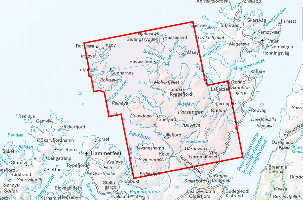 Carte de randonnée - Måsøy (Norvège) | Calazo - 1/50 000 carte de randonnée Calazo