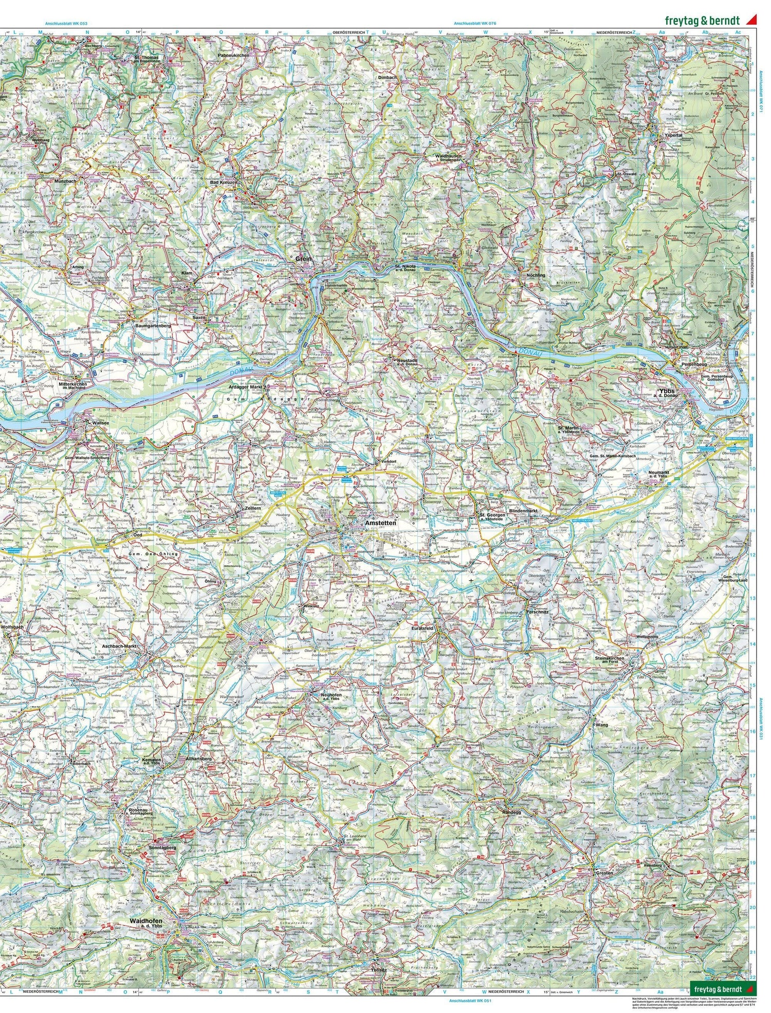 Carte de randonnée - Mostviertel - Strudengau - Donauland-Amstetten (Alpes autrichiennes), n° WK052 | Freytag & Berndt carte de randonnée Freytag & Berndt 