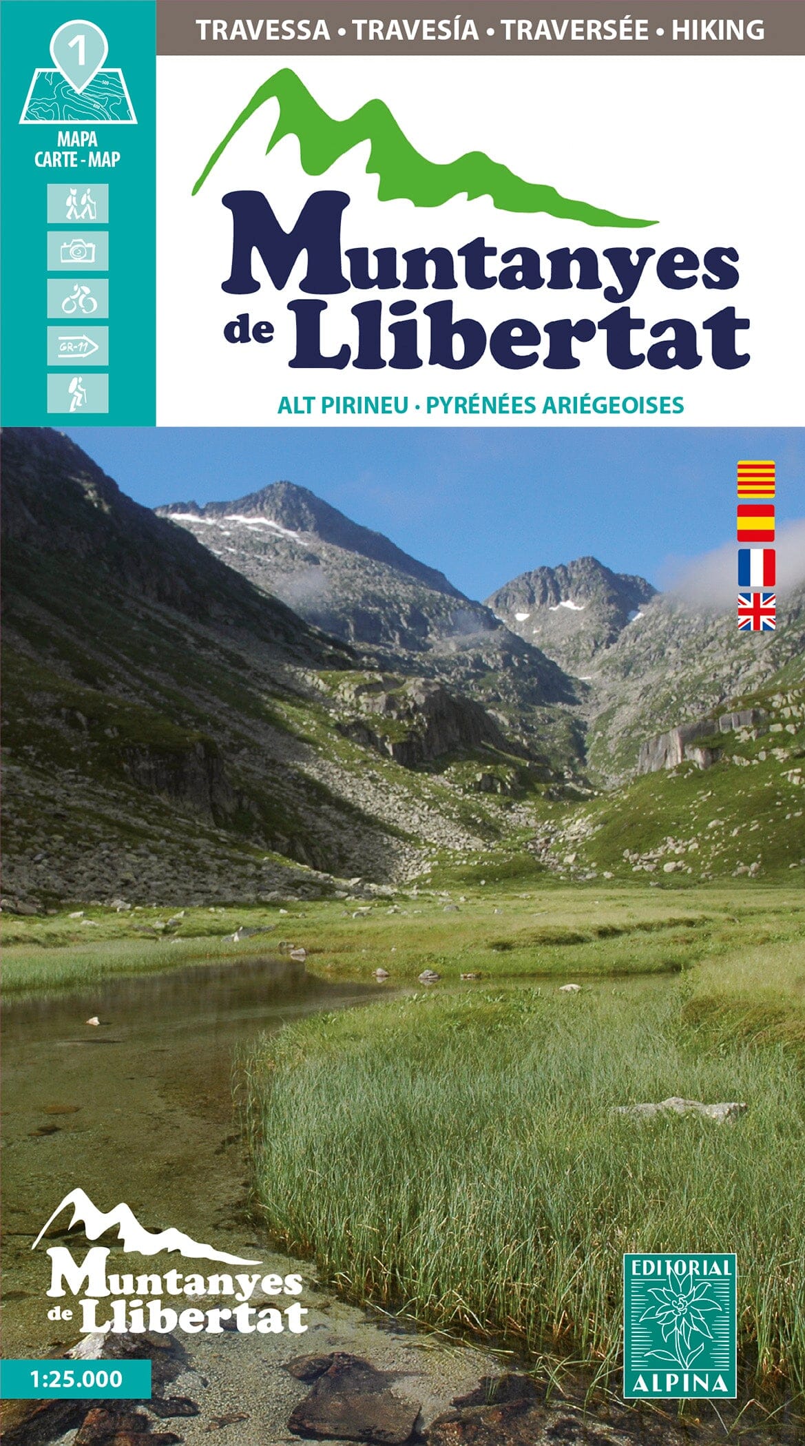 Carte de randonnée - Muntanyes de Llibertat guide + carte Alt Pirineu (Pyrénées, Ariège) | Alpina carte de randonnée Editorial Alpina