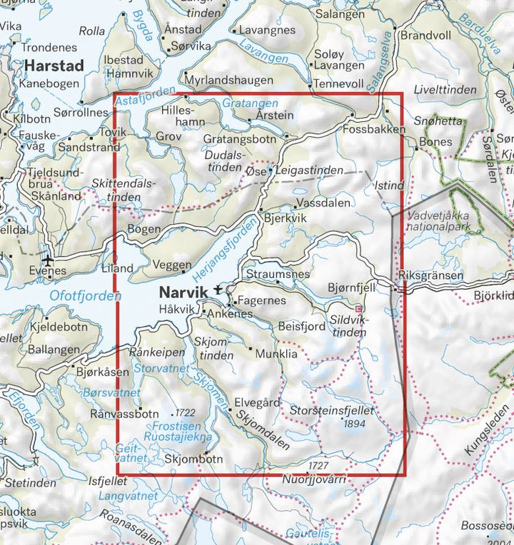 Carte de randonnée - Narvik (Norvège) | Calazo - 1/50 000 carte pliée Calazo 