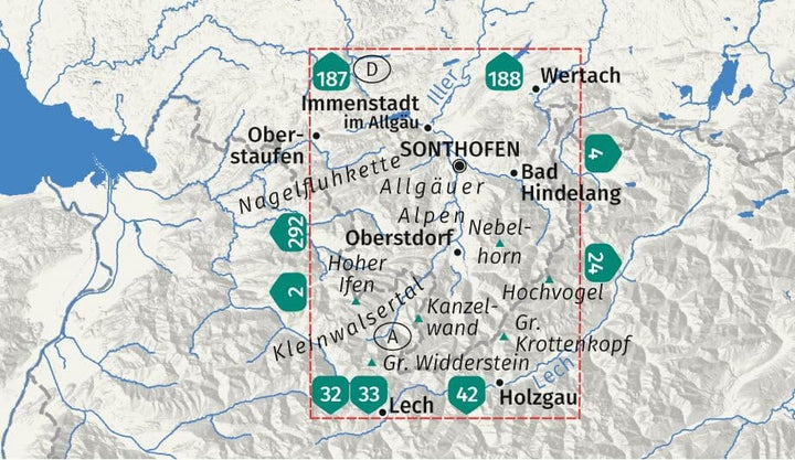 Carte de randonnée n° 003 - Allgäuer Alpen, Kleinwalsertal (Allemagne) | Kompass - 1:50 000 carte de randonnée Kompass 