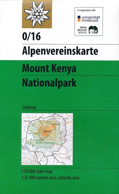 Carte de randonnée n° 0/16 - Parc national du mont Kenya | Alpenverein carte de randonnée Alpenverein