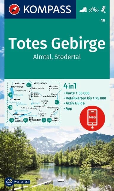 Carte de randonnée n° 019 - Totes Gebirge Almtäl, Stodertal (Autriche) | Kompass carte de randonnée Kompass