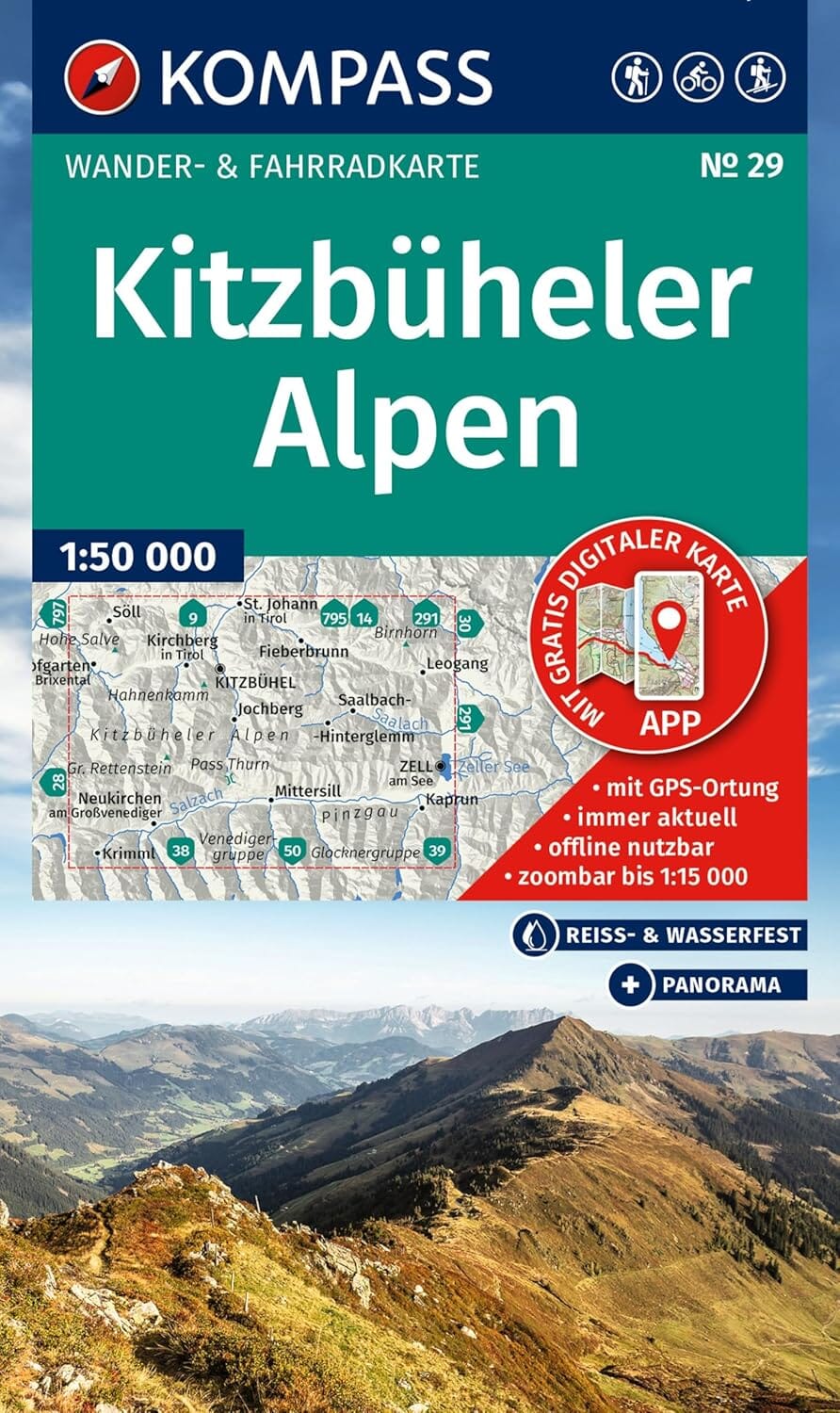 Carte de randonnée n° 029 - Kitzbüheler Alpen (Tyrol, Autriche) | Kompass carte de randonnée Kompass