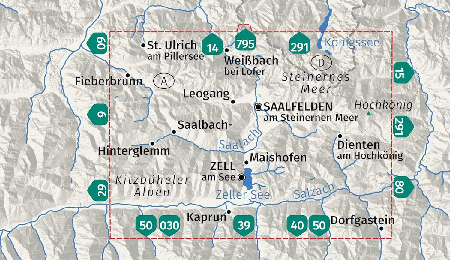 Carte de randonnée n° 030 - Saalfelden, Saalbach-Hinterglemm, Zell am See (Autriche) | Kompass carte de randonnée Kompass 