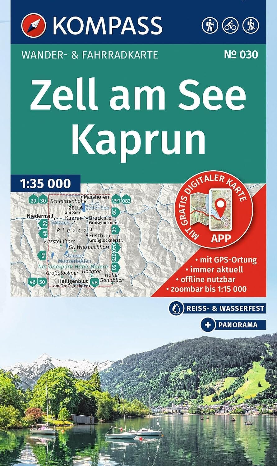 Carte de randonnée n° 030 - Zell am See & Kaprun (Autriche) | Kompass carte de randonnée Kompass 