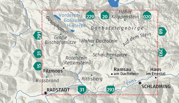 Carte de randonnée n° 031 - Dachstein, Ramsau & Filzmoos | Kompass - 1:25 000 carte de randonnée Kompass