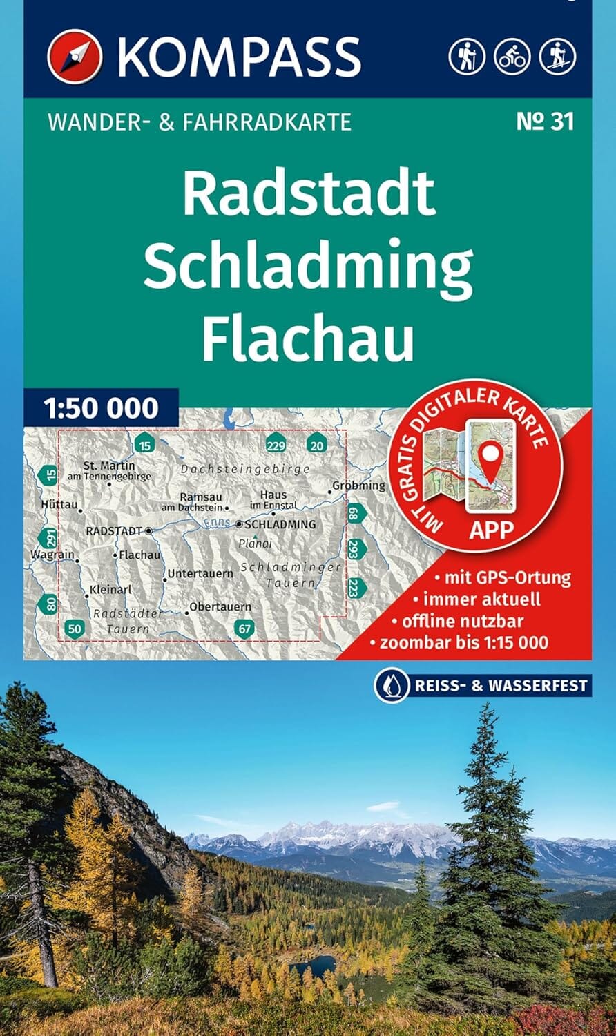 Carte de randonnée n° 031 - Radstadt, Schladming, Flachau (Autriche) | Kompass carte de randonnée Kompass