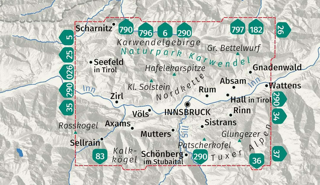 Carte de randonnée n° 036 - Innsbruck & environs (Tyrol, Autriche) | Kompass carte pliée Kompass 