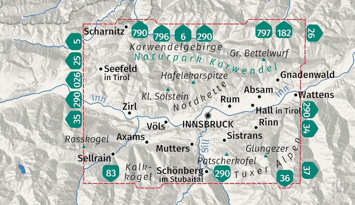 Carte de randonnée n° 036 - Innsbruck & environs (Tyrol, Autriche) | Kompass carte de randonnée Kompass