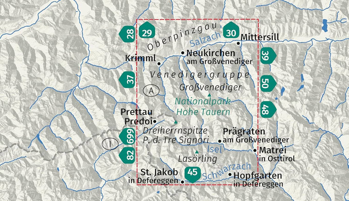 Carte de randonnée n° 038 - Venedigergruppe, Oberpinzgau (Autriche) | Kompass carte de randonnée Kompass 