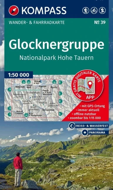 Carte de randonnée n° 039 - Groupe Glockner, Parc national du Hohe Tauern (Autriche) | Kompass carte de randonnée Kompass