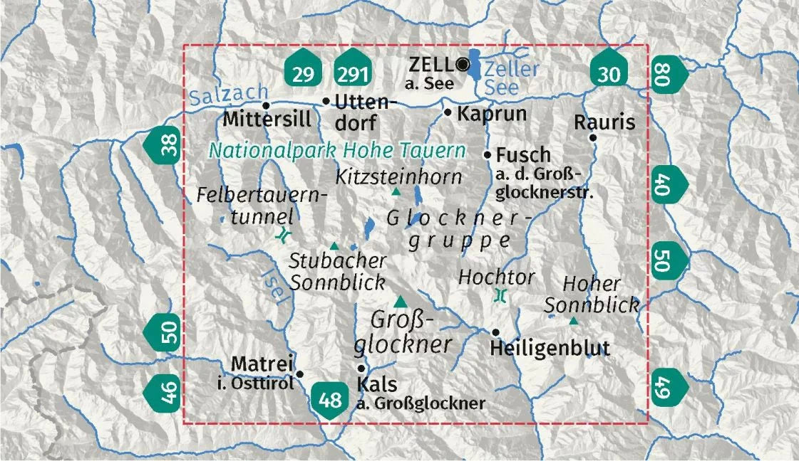 Carte de randonnée n° 039 - Groupe Glockner, Parc national du Hohe Tauern (Autriche) | Kompass carte de randonnée Kompass