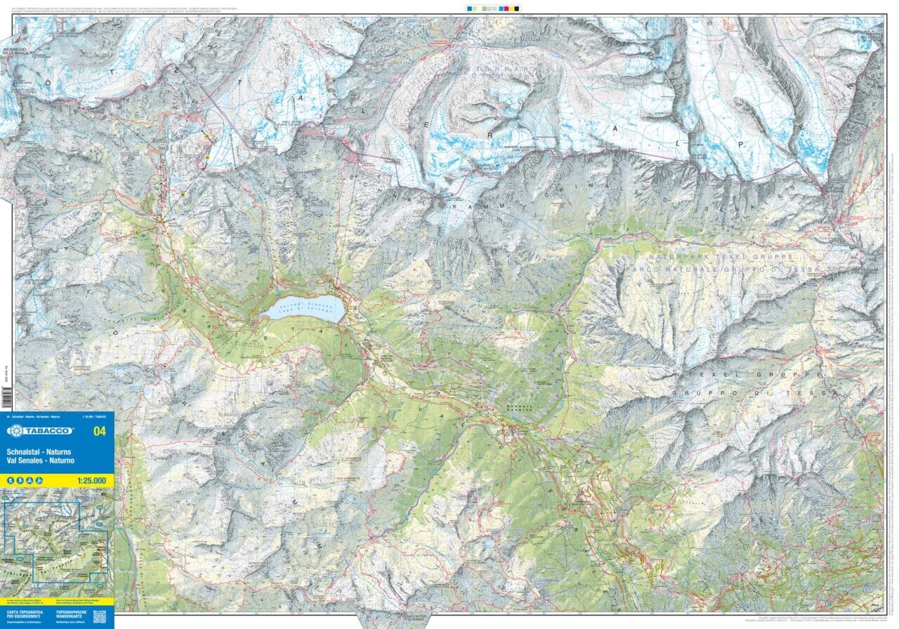 Carte de randonnée n° 04 - Val Senales & Naturno (Alpes, Italie) | Tabacco carte de randonnée Tabacco