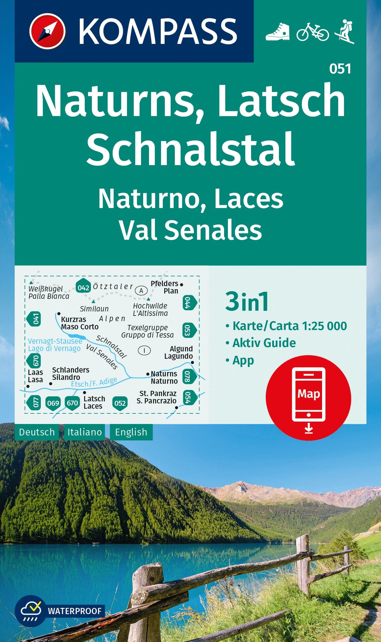 Carte de randonnée n° 051 - Naturns, Latsch, Schnalsta (Italie) | Kompass carte de randonnée Kompass