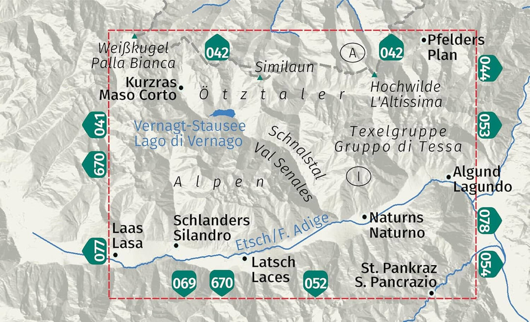 Carte de randonnée n° 051 - Naturns, Latsch, Schnalsta / Naturno, Laces, Val Senales (Italie) | Kompass carte de randonnée Kompass 