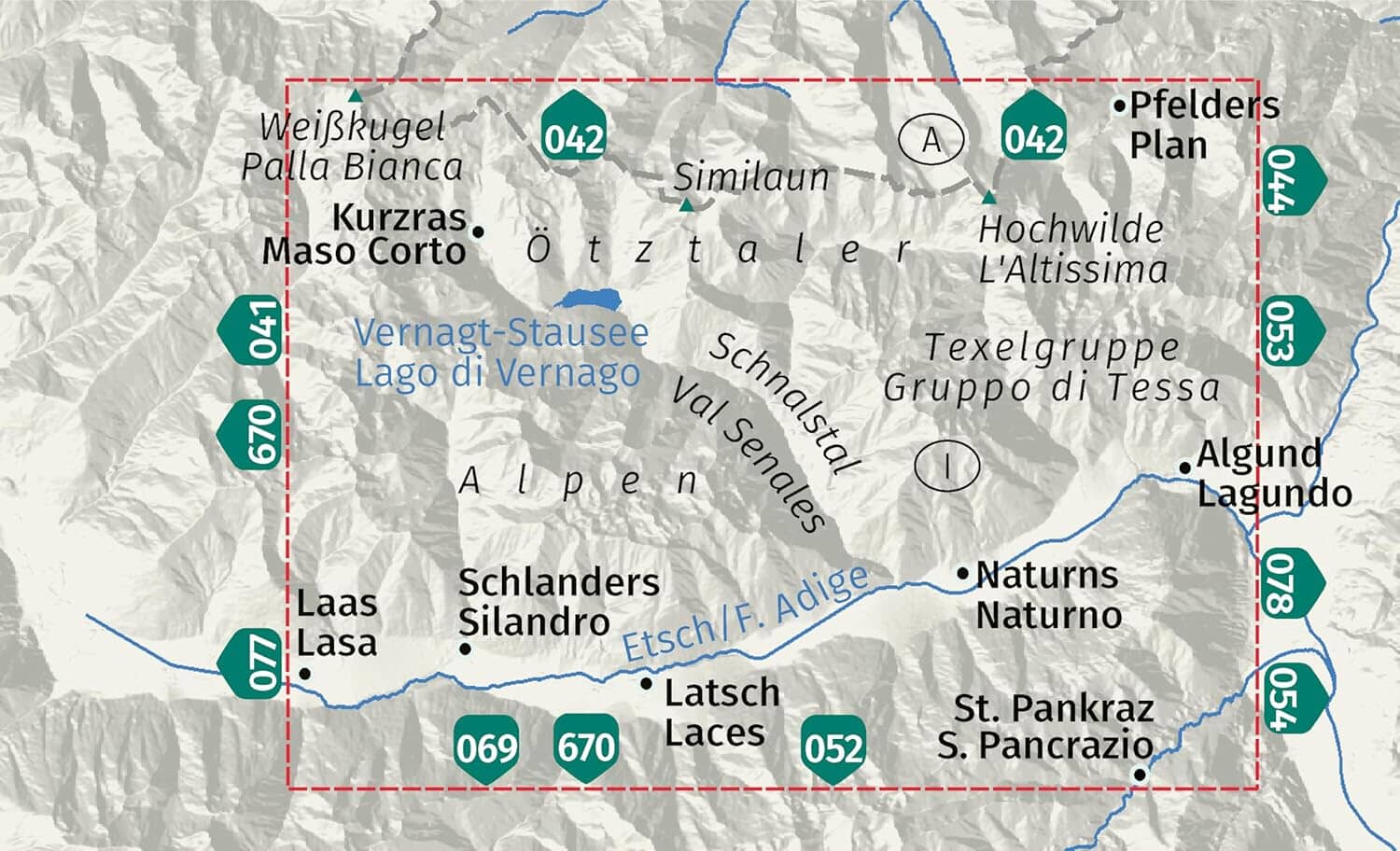Carte de randonnée n° 051 - Naturns, Latsch, Schnalsta / Naturno, Laces, Val Senales (Italie) | Kompass carte de randonnée Kompass 