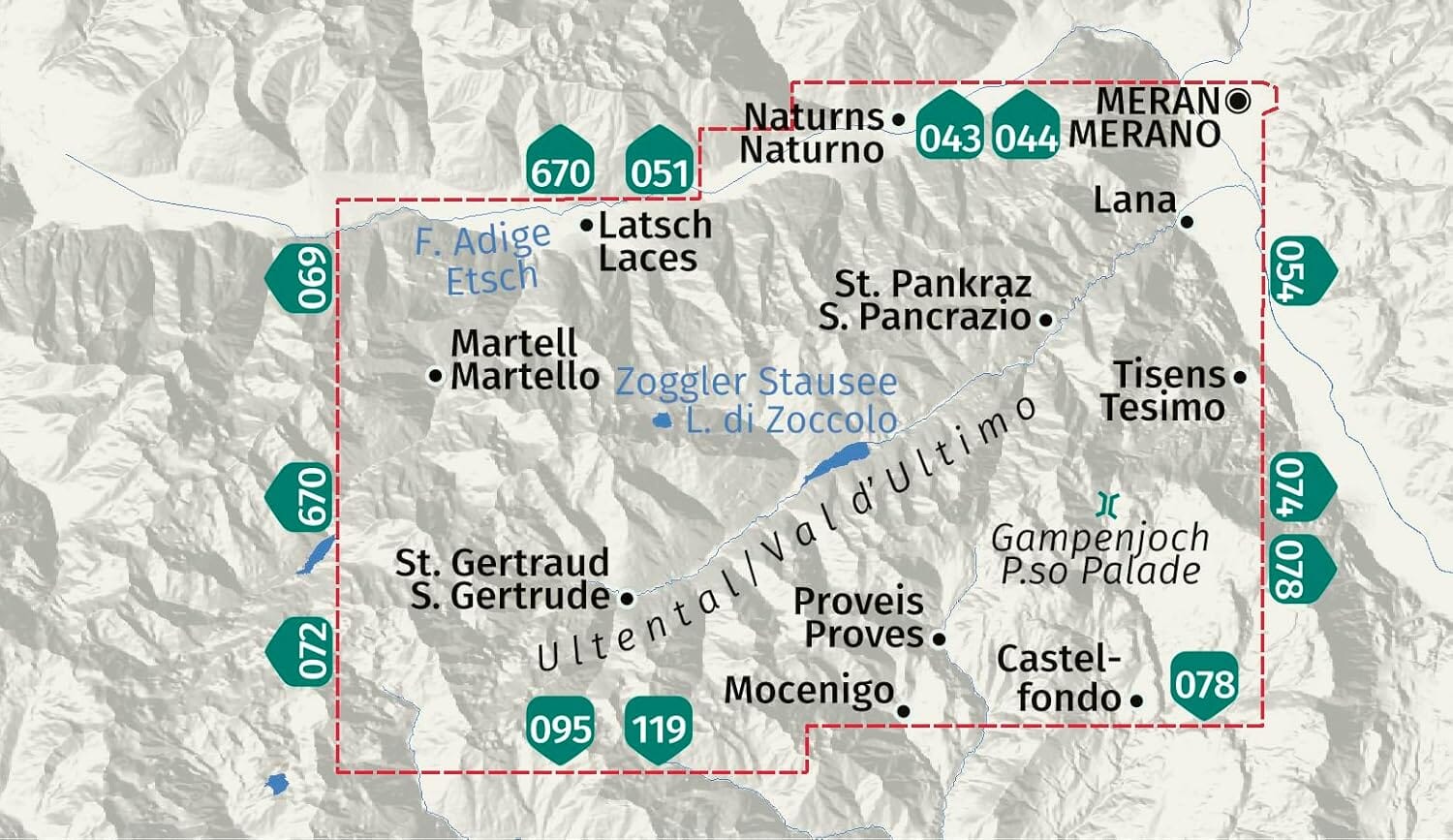 Carte de randonnée n° 052 - Ultental, Val d'Ultimo (Italie) | Kompass carte de randonnée Kompass 