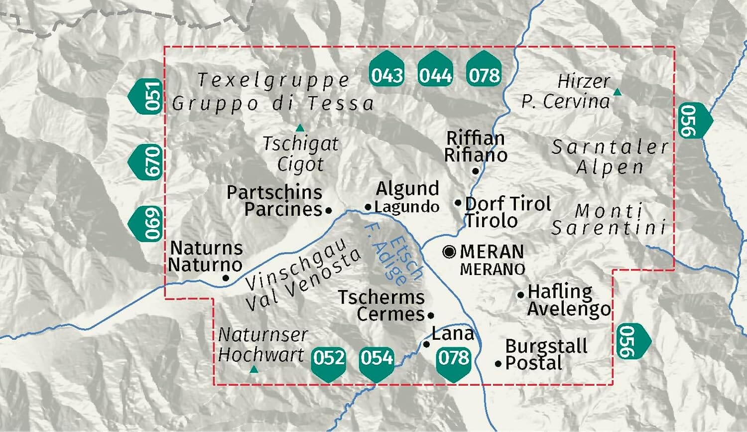 Carte de randonnée n° 053 - Merano (Italie) | Kompass carte de randonnée Kompass
